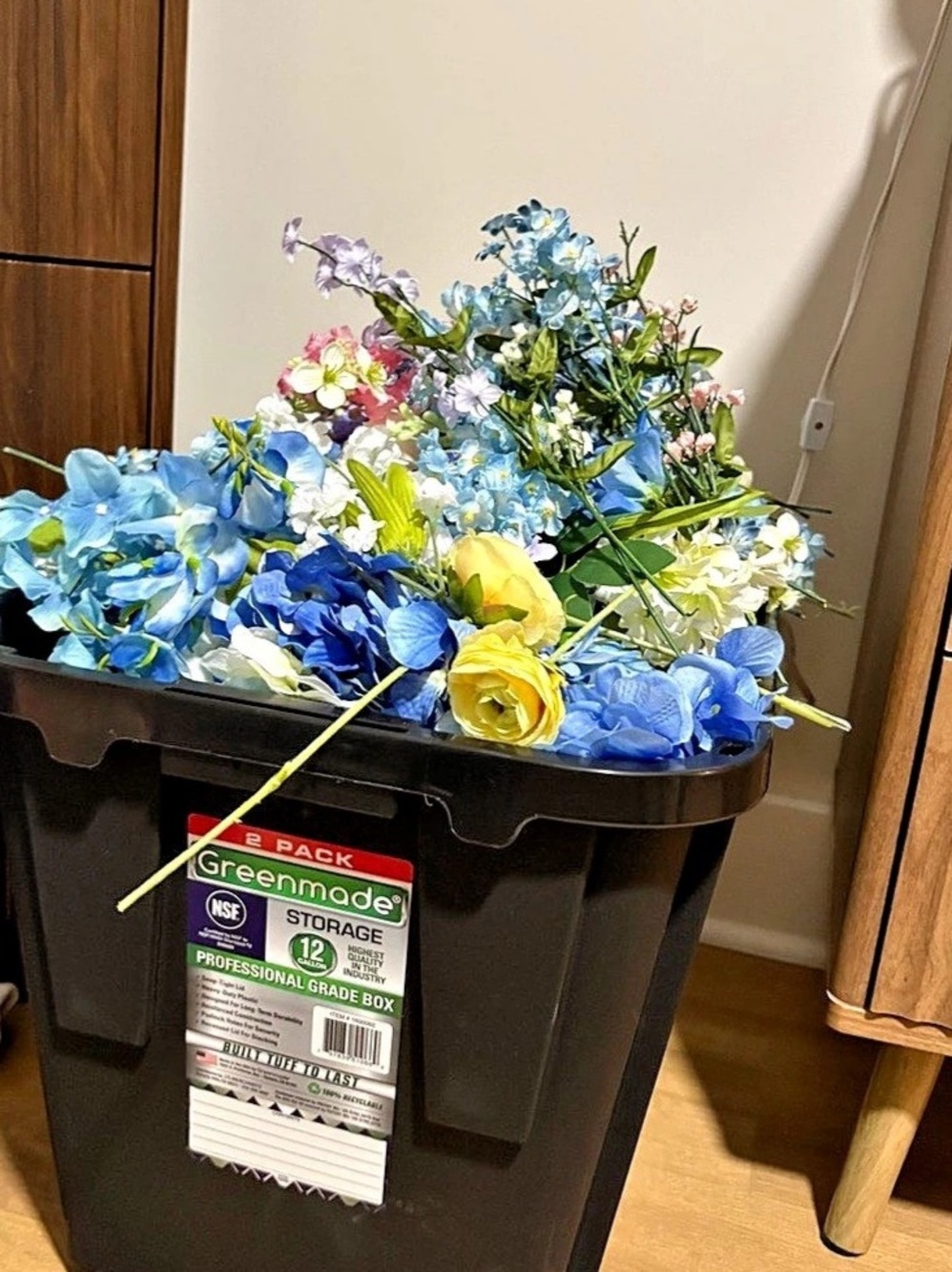 Greenscape Faux Floral Arrangement in Blue & Green Like New